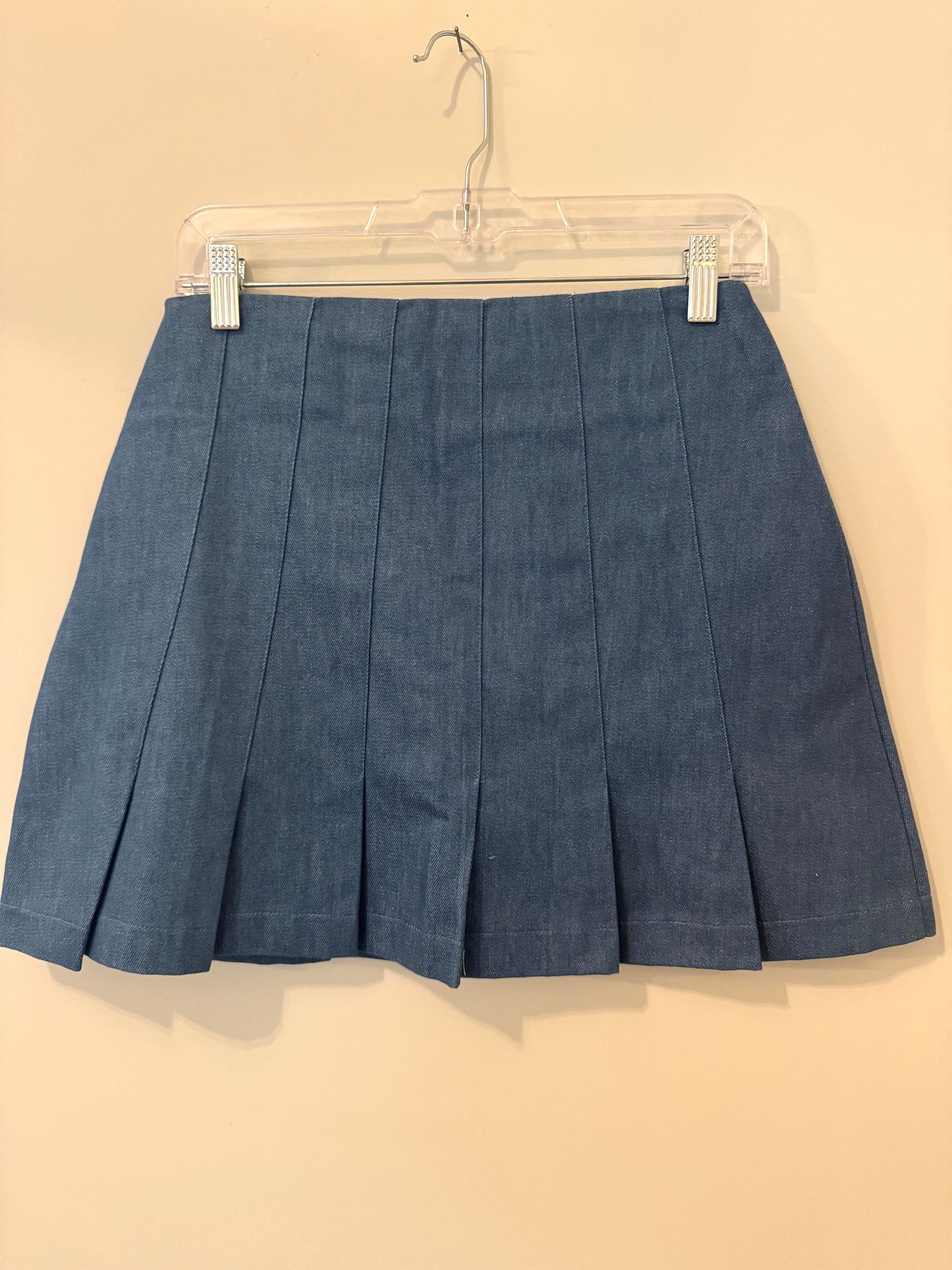 0967 Denim Pleat Skirt