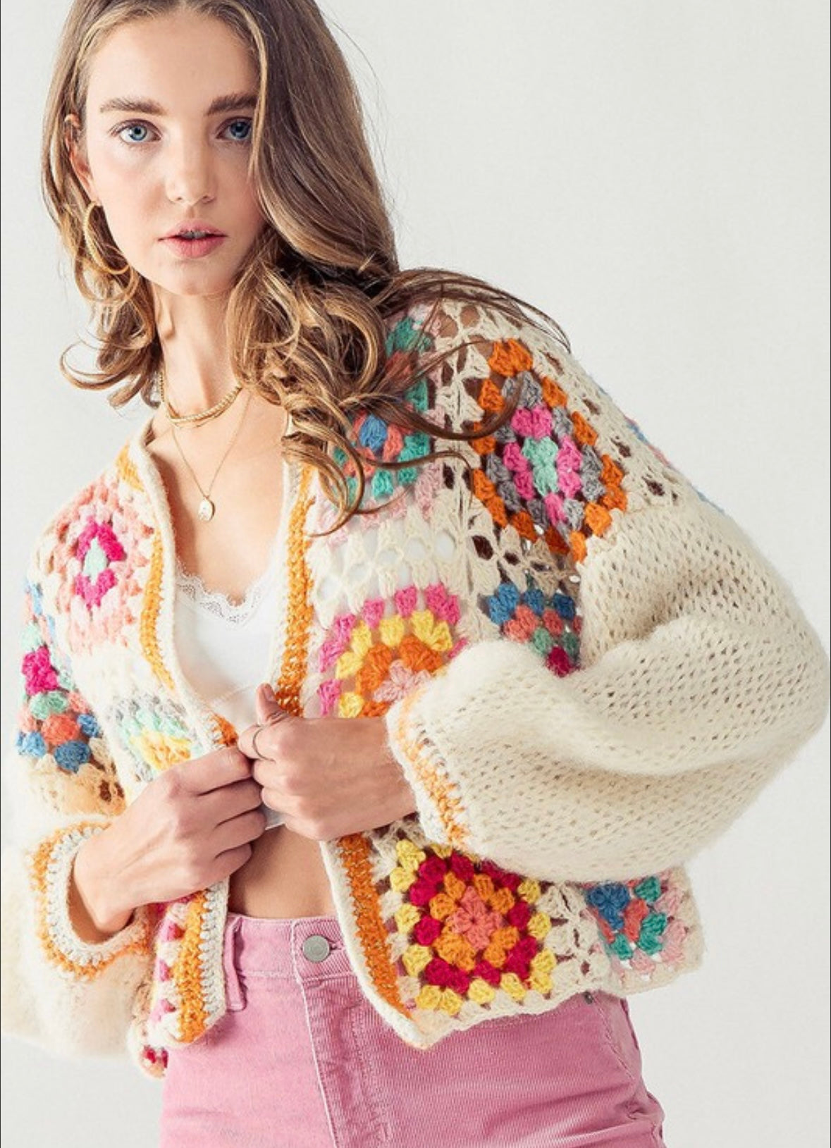 1381 Flower Crochet Cardigan