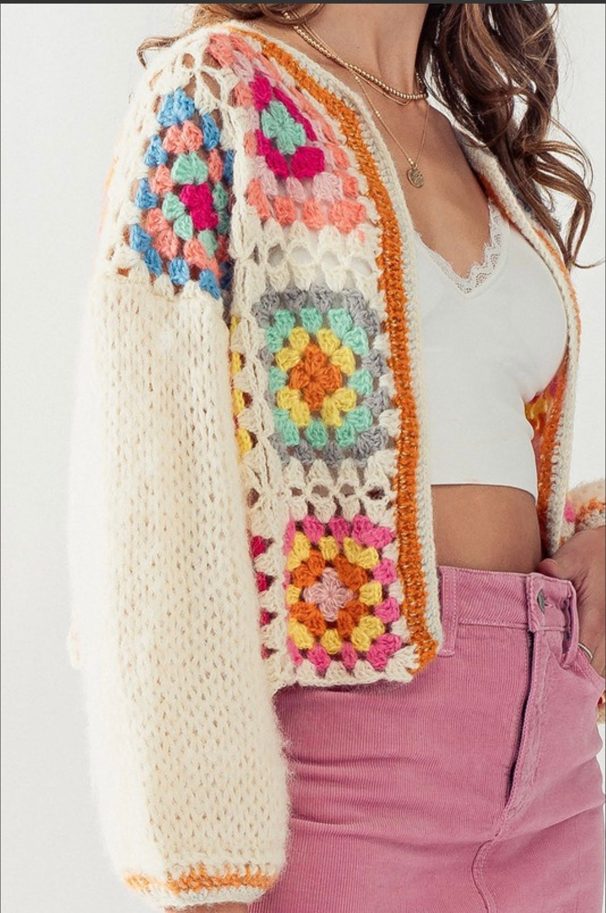 1381 Flower Crochet Cardigan