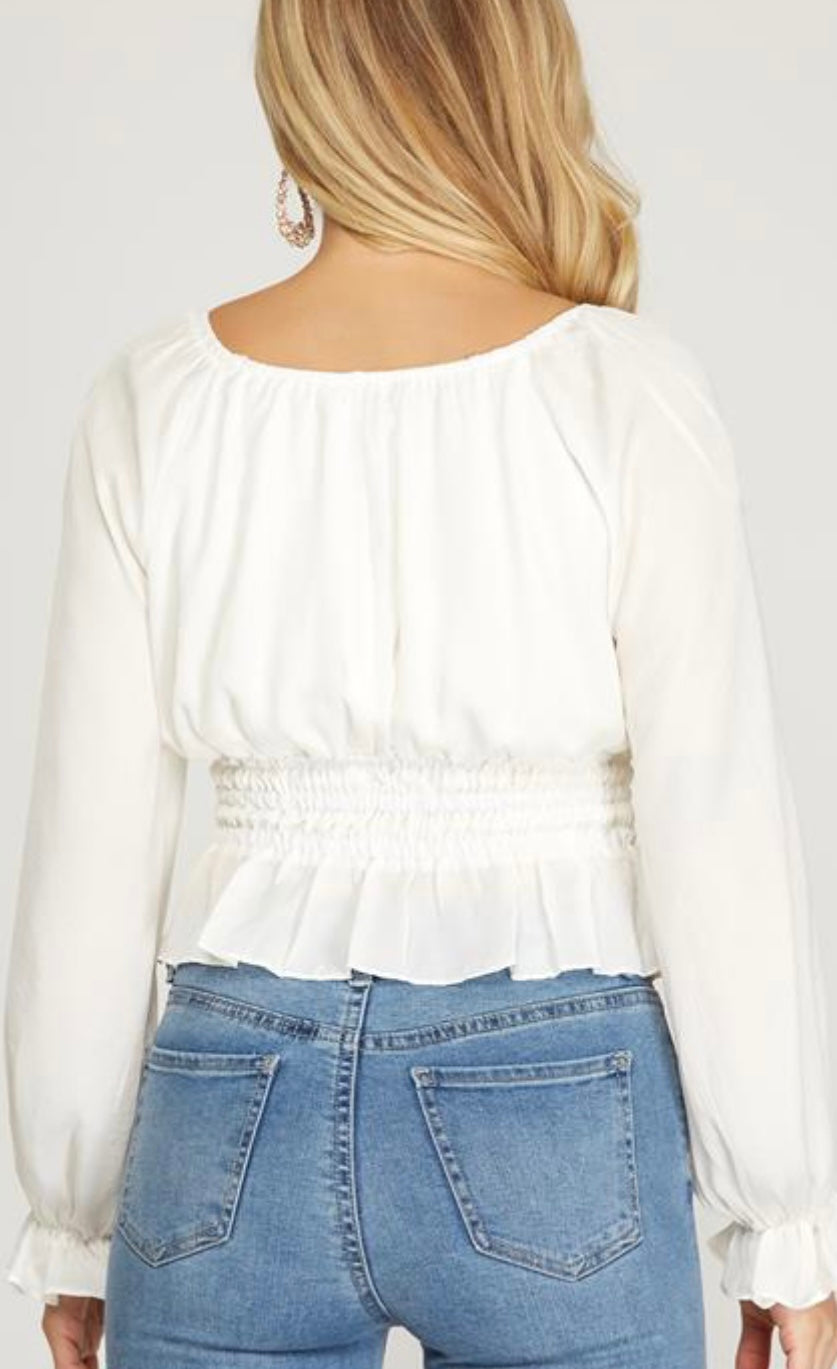 0028 Long Sleeve Smocked Top