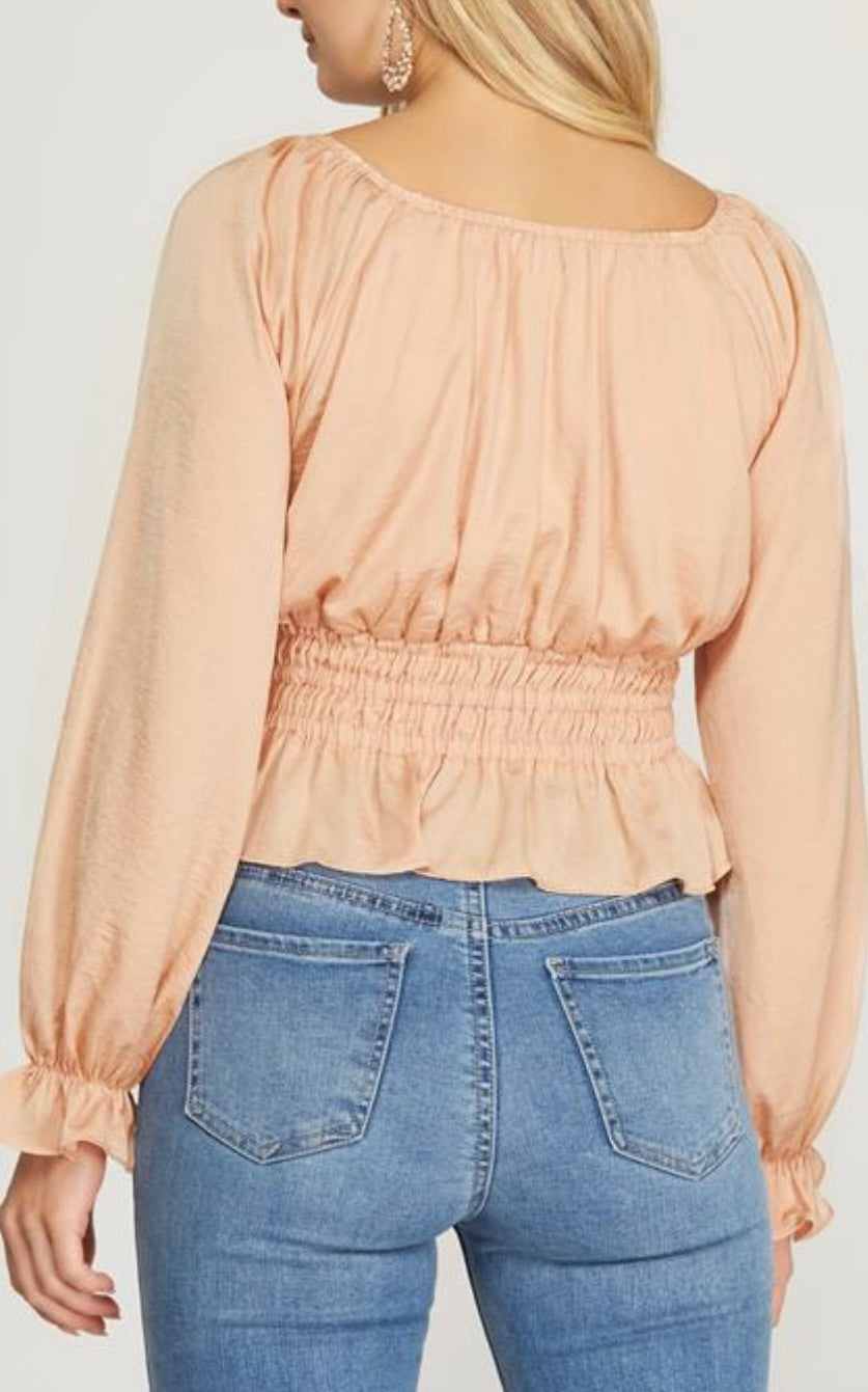 0028 Long Sleeve Smocked Top