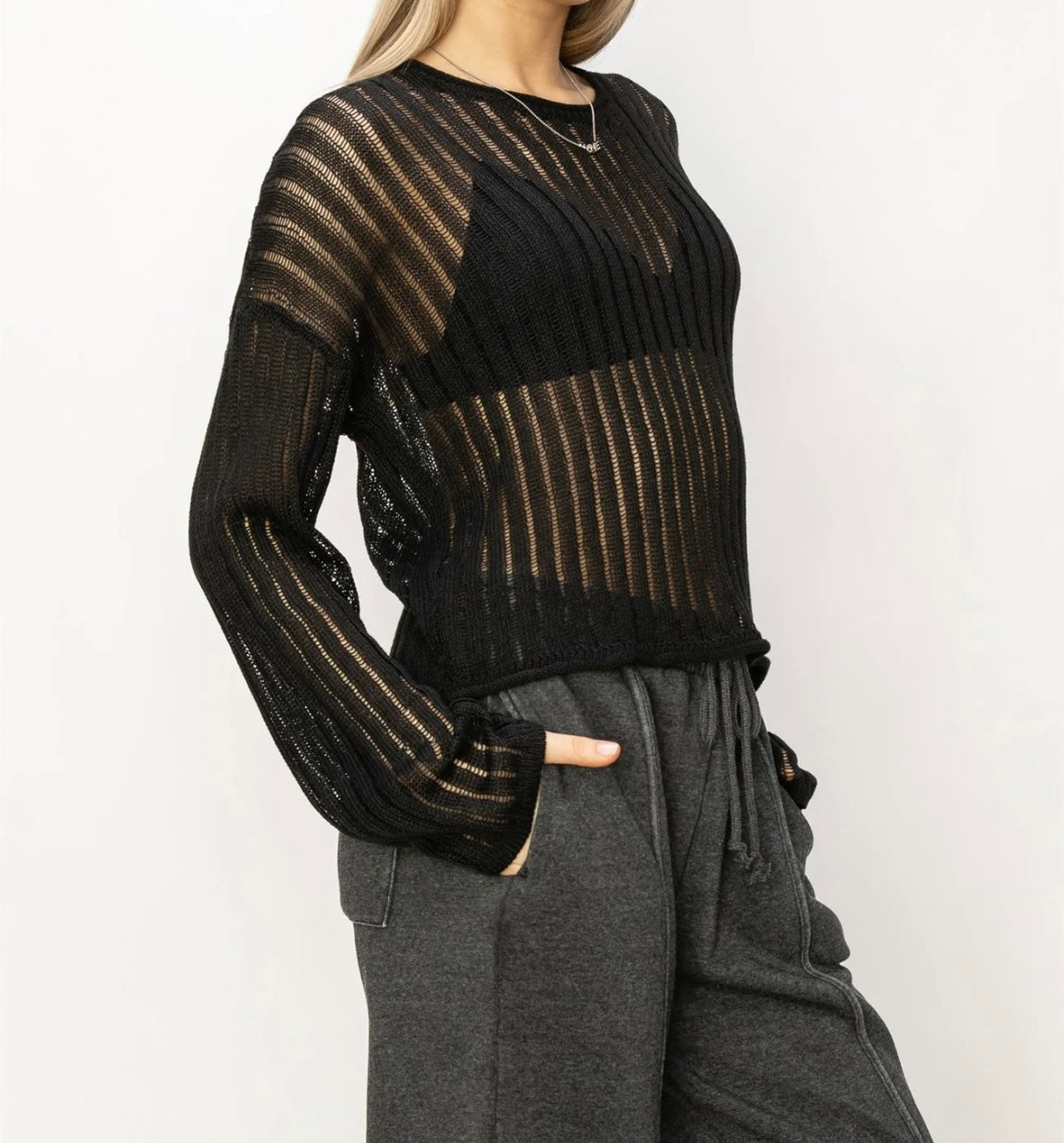 1339 Open Knit L/S Sweater