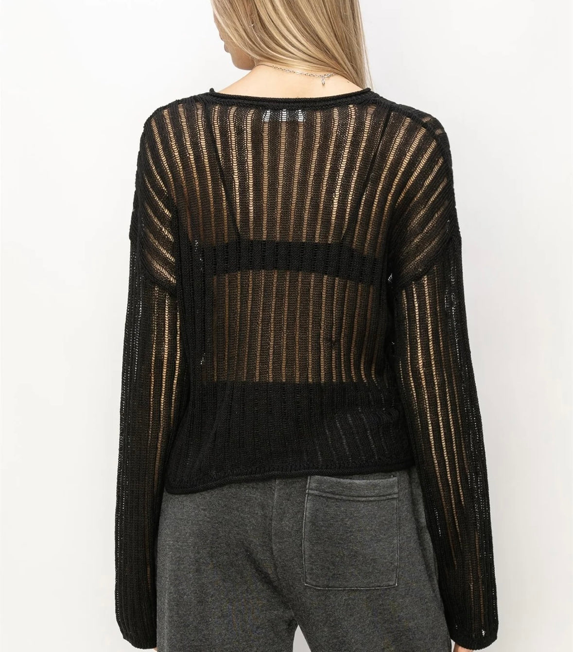 1339 Open Knit L/S Sweater