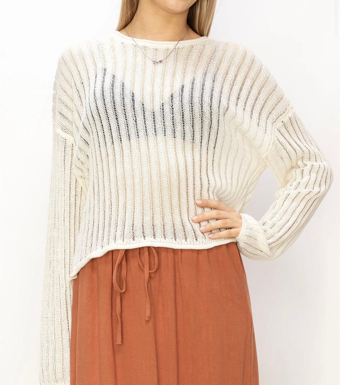 1339 Open Knit L/S Sweater