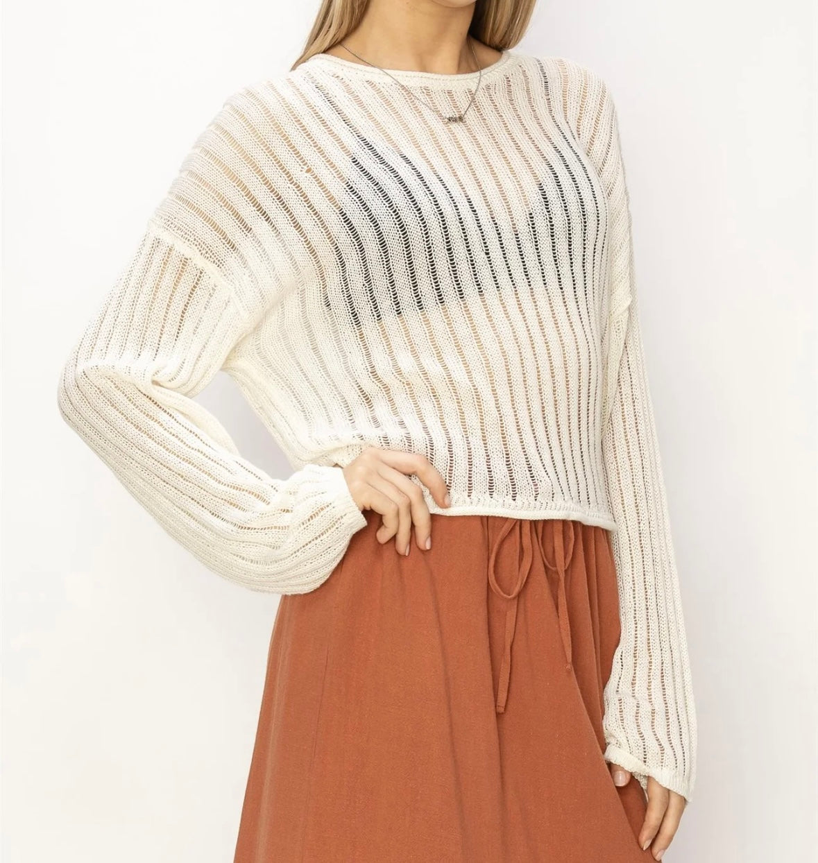 1339 Open Knit L/S Sweater