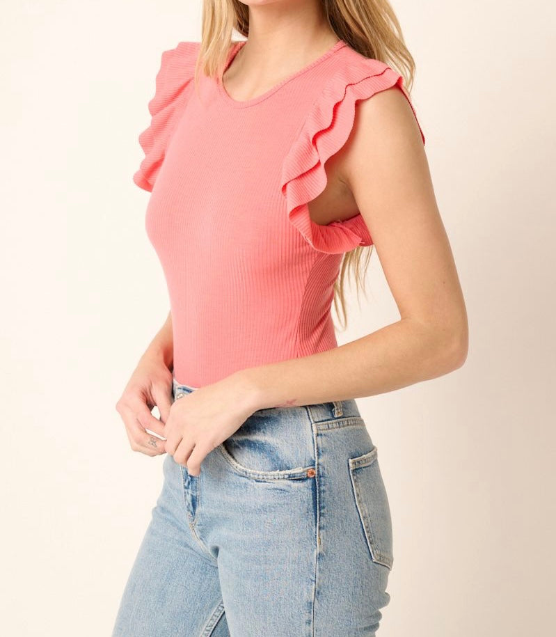 1145 Ruffle Sleeve Bodysuit (3 colors)