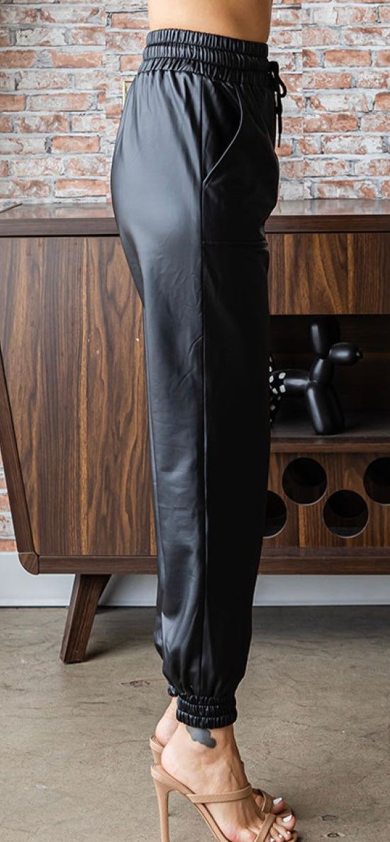 1176 Faux Leather Joggers