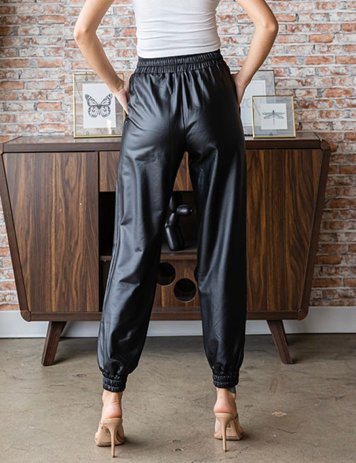 1176 Faux Leather Joggers