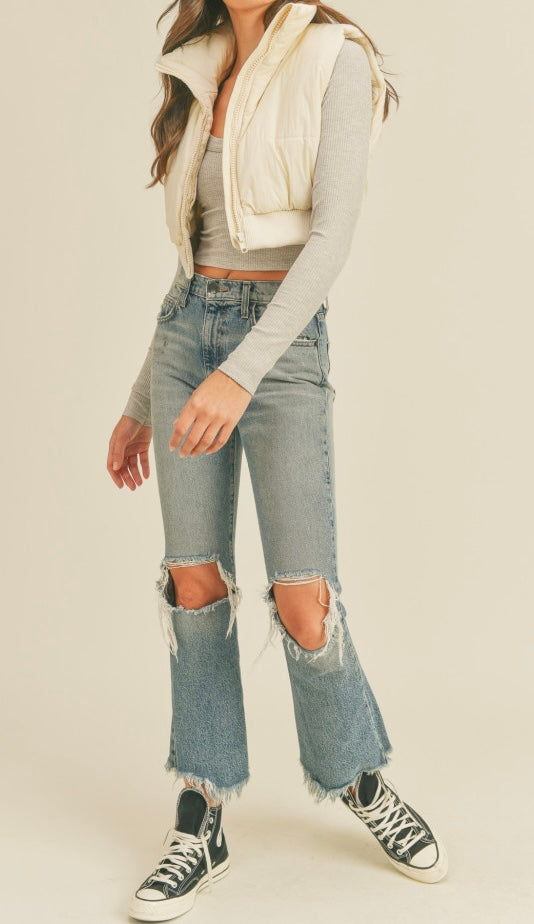 1148 Cropped Puffer Vest (3 colors)