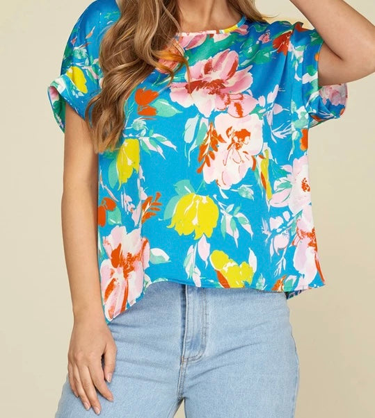 0949 Drop Shoulder Satin Top