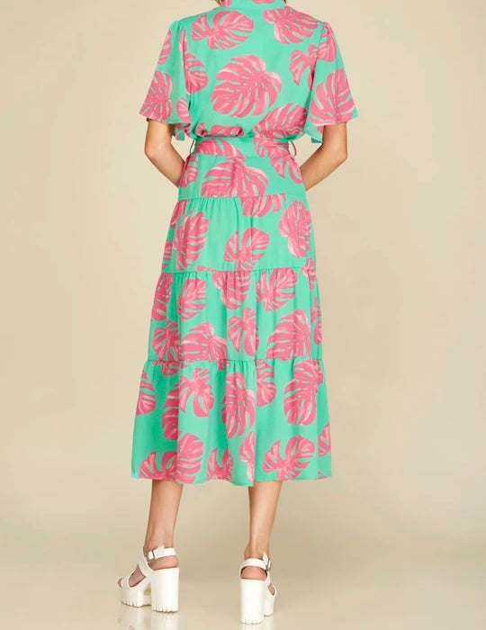 0955 Short Sleeve Midi Dress