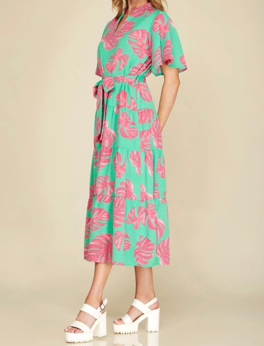0955 Short Sleeve Midi Dress