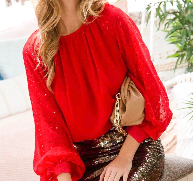 1193 Sequin Sleeve Blouse