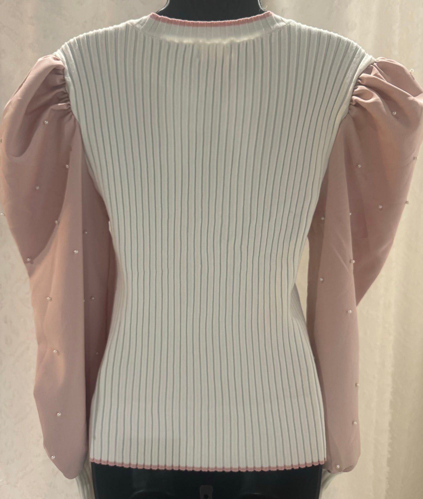 1107 Pearl Sleeve Knit Sweater