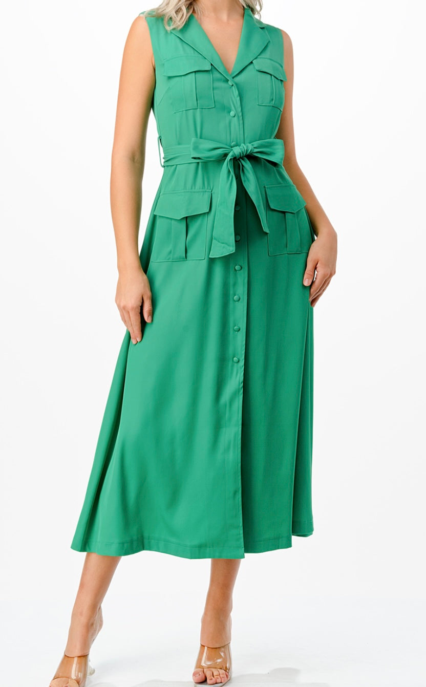 0890 Sleeveless Midi Dress