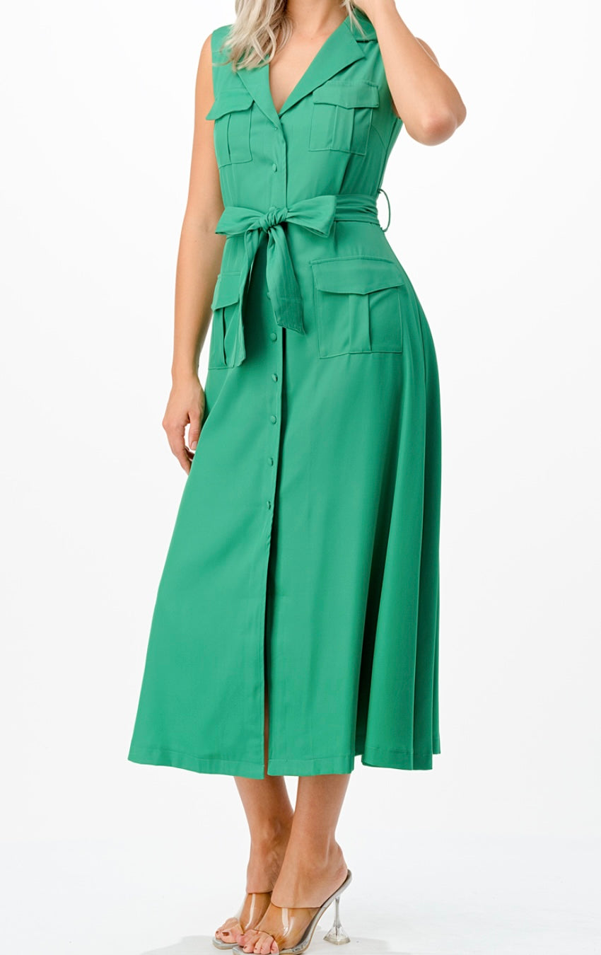 0890 Sleeveless Midi Dress