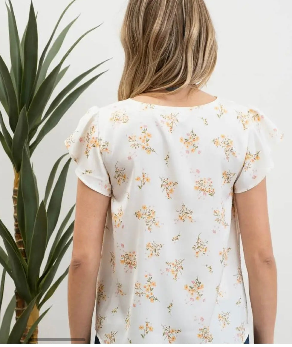 1396 Floral Print Satin Blouse