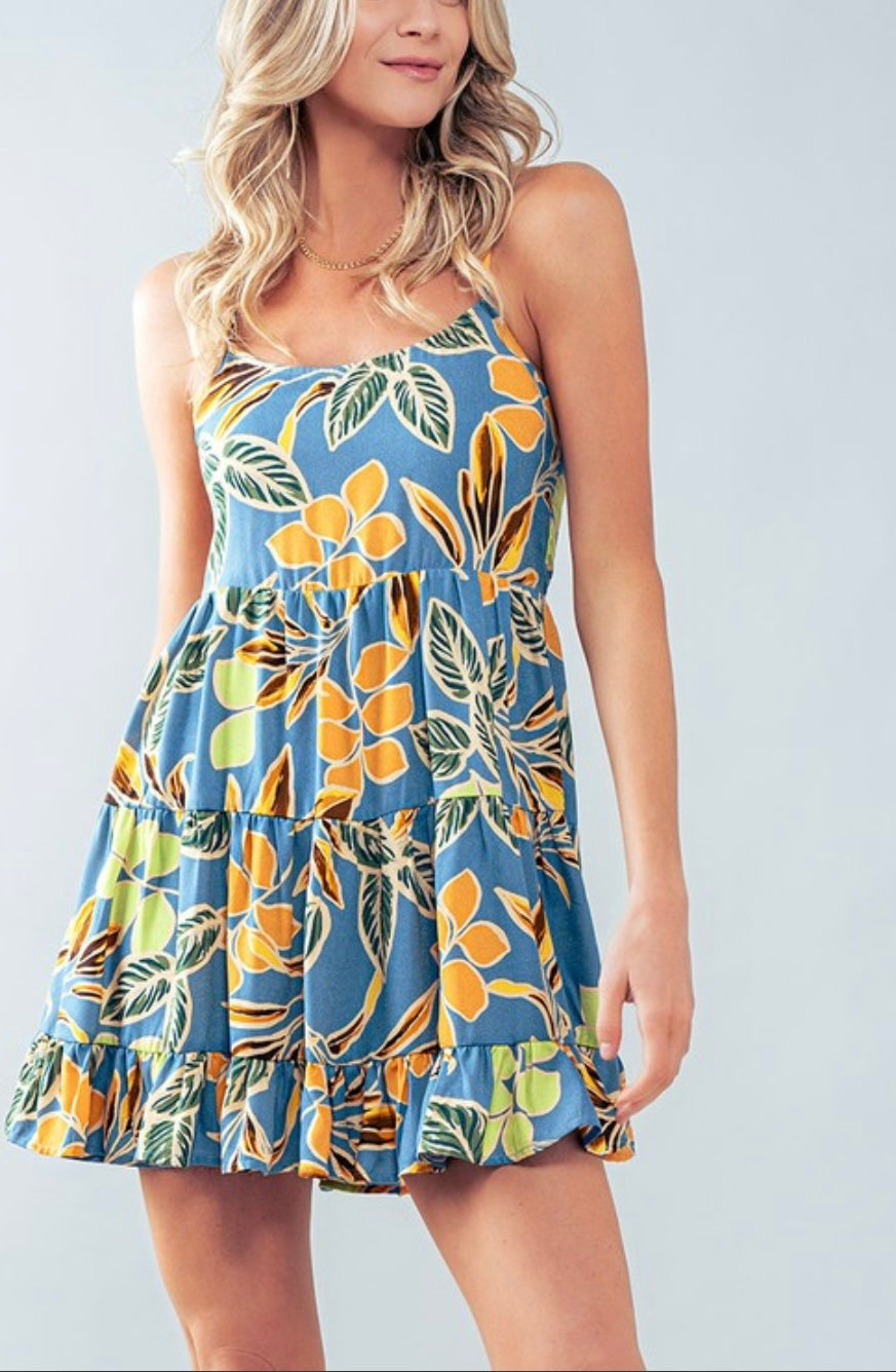 1463 Leaf Print Mini Dress