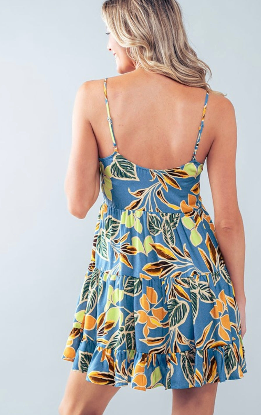 1463 Leaf Print Mini Dress