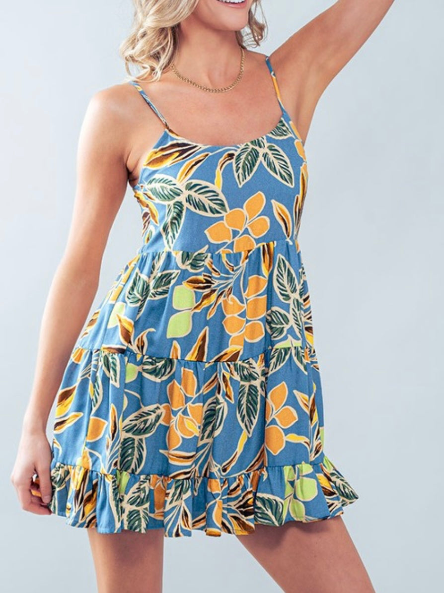 1463 Leaf Print Mini Dress