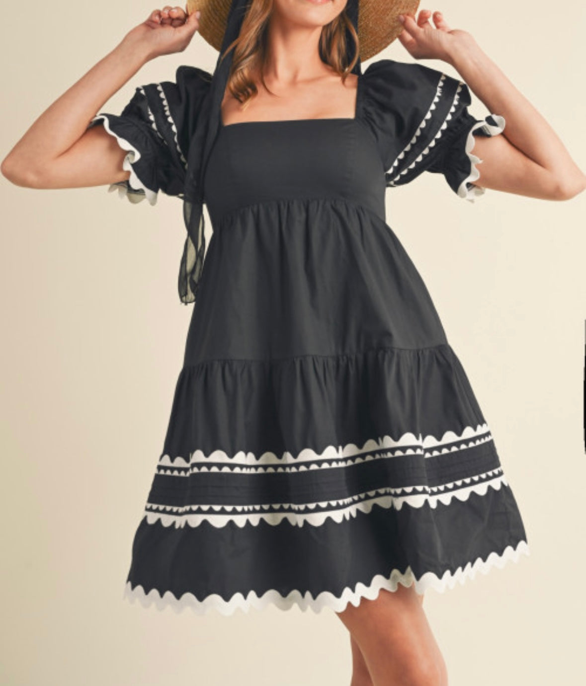1516 Ric Rac Babydoll Mini Dress