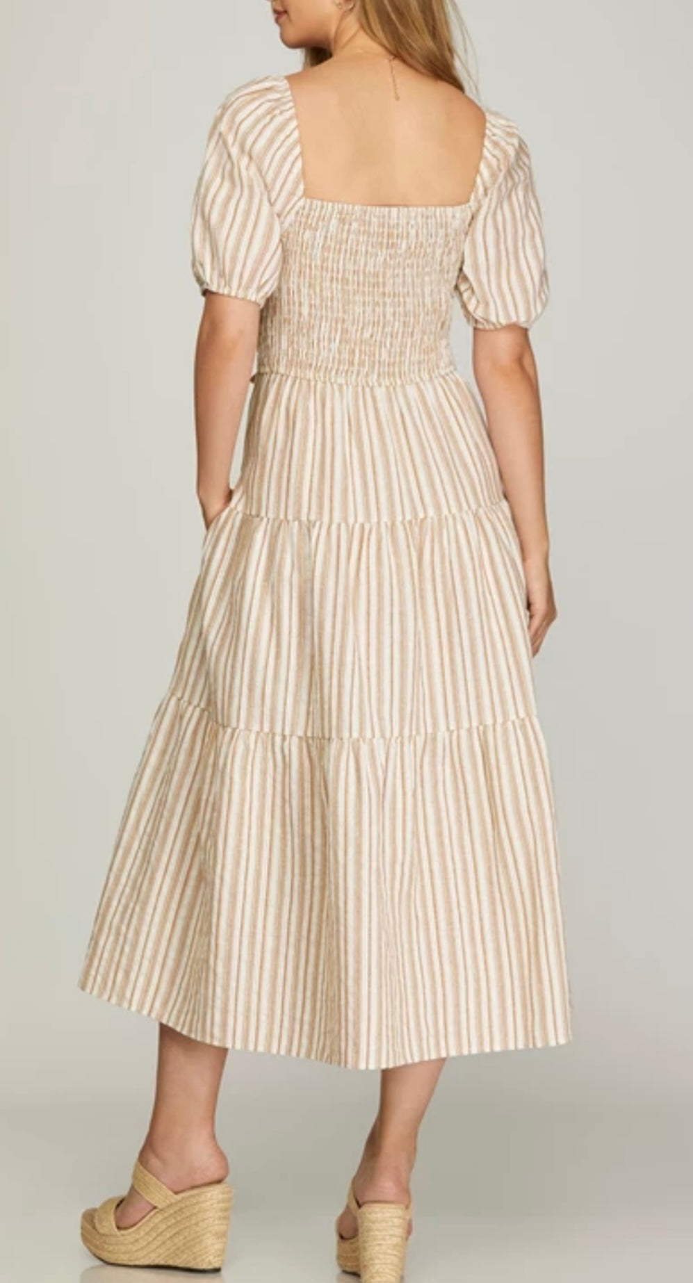 1533 Striped Smock Midi Dress