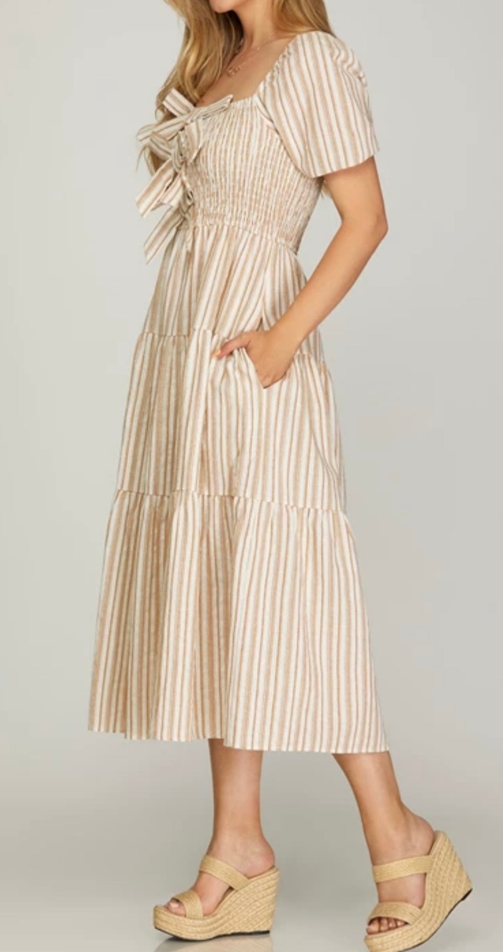 1533 Striped Smock Midi Dress