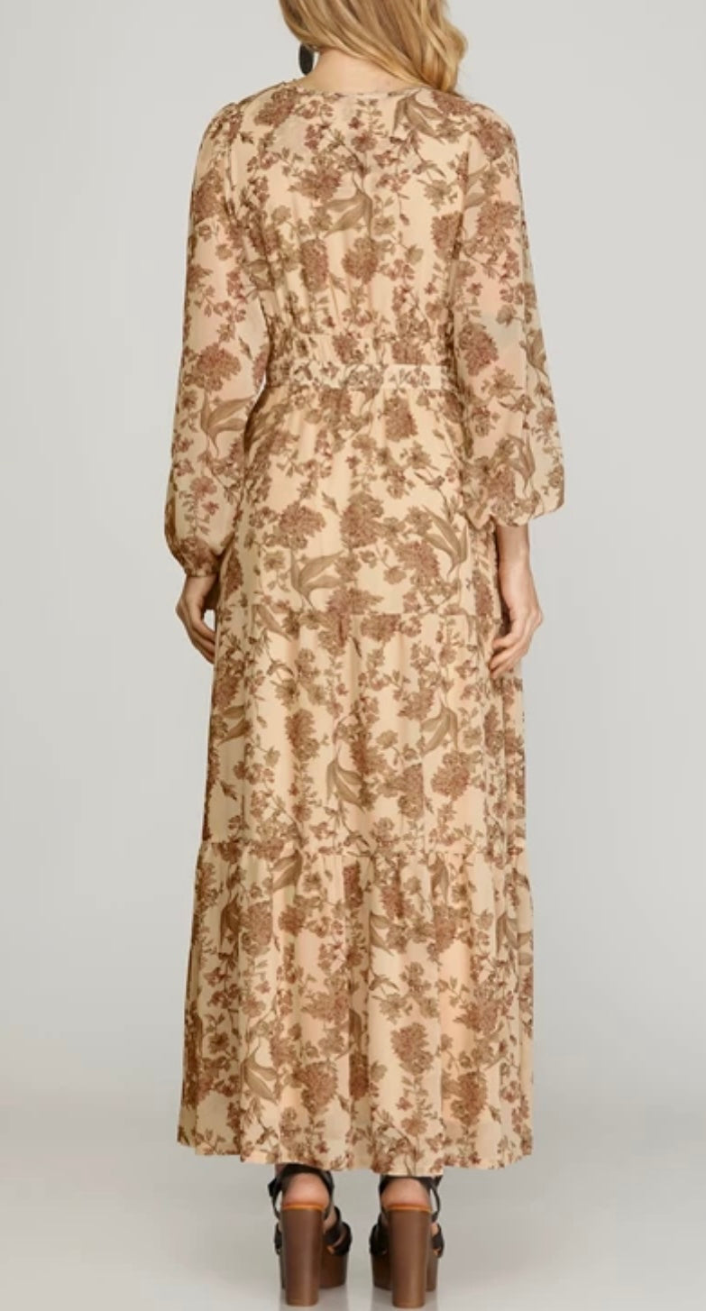1559 Floral Print Maxi Dress