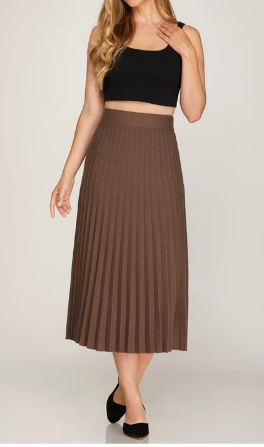 1562 Pleated Sweater Midi Skirt