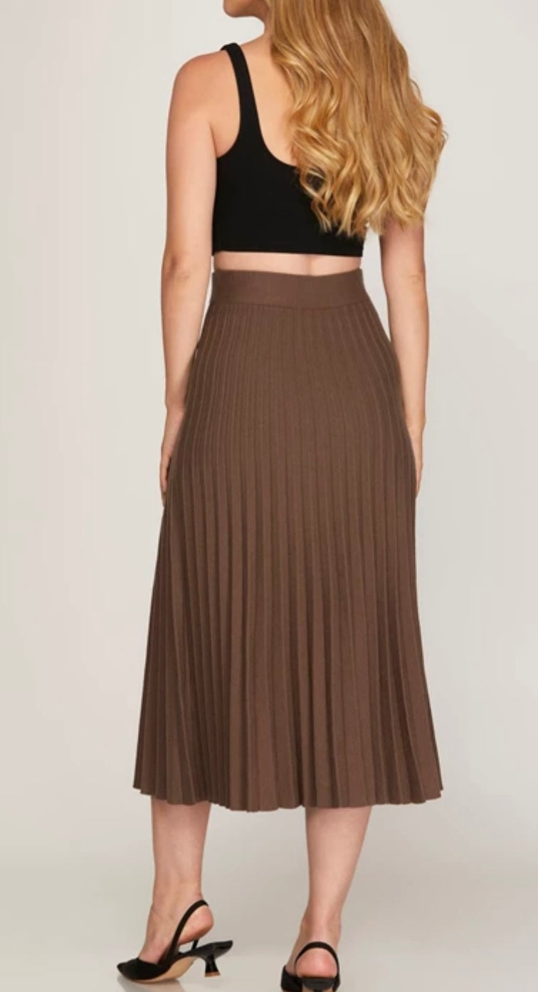 1562 Pleated Sweater Midi Skirt
