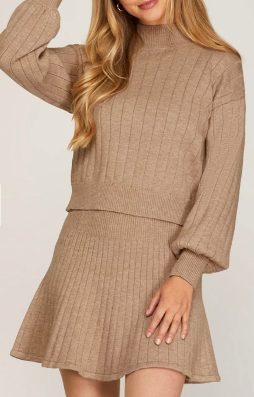 1563 Pleated Sweater Mini Skirt