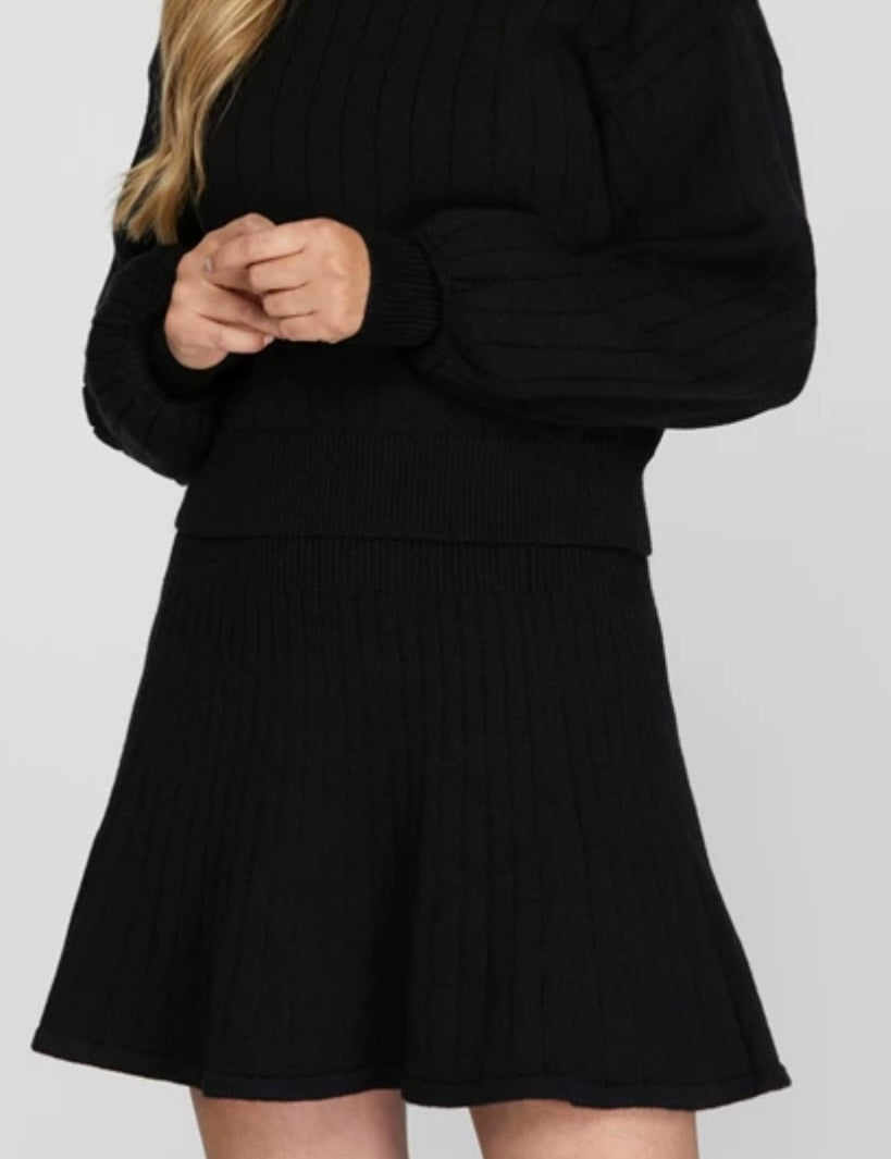 1563 Pleated Sweater Mini Skirt
