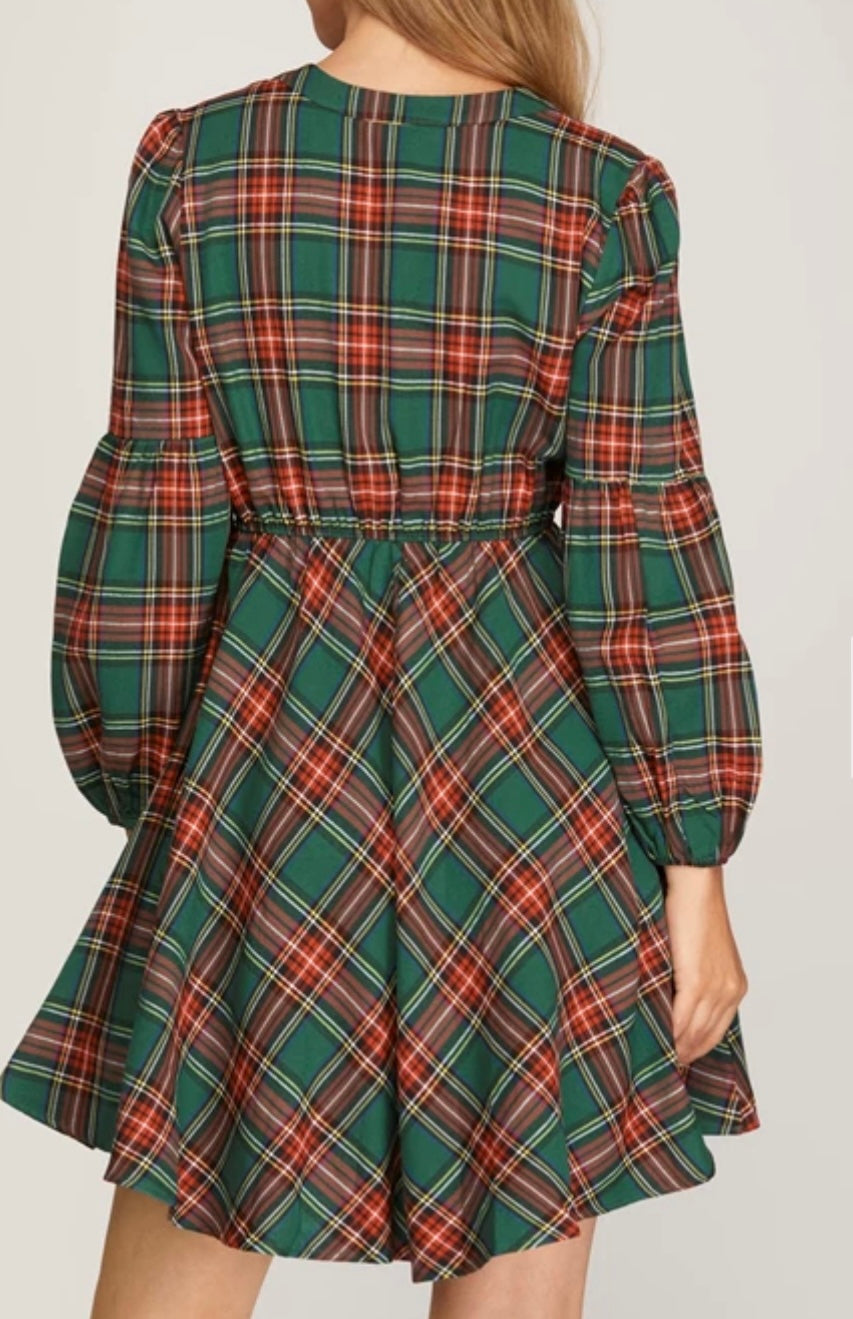 1585 Plaid Print Dress