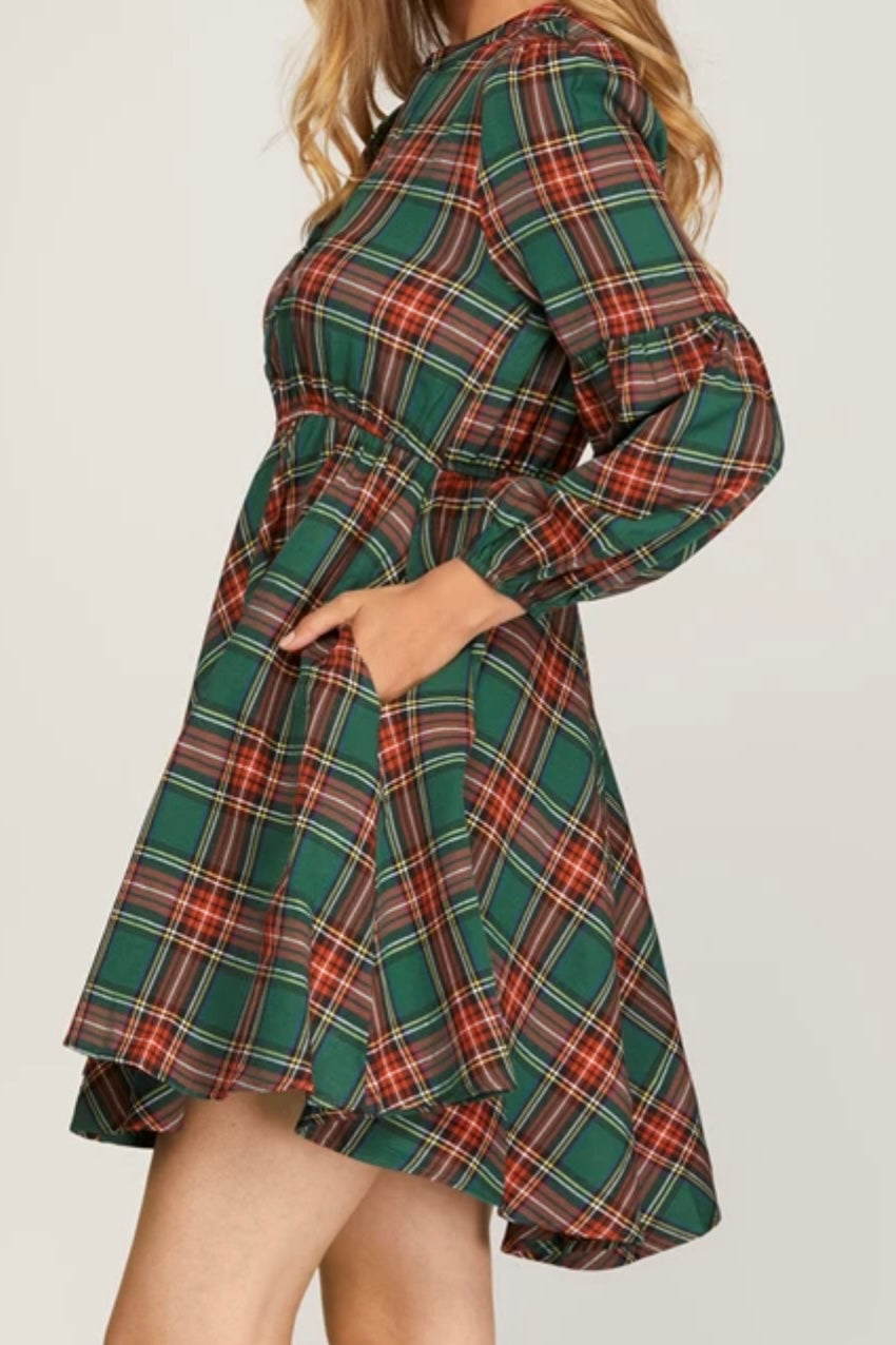 1585 Plaid Print Dress