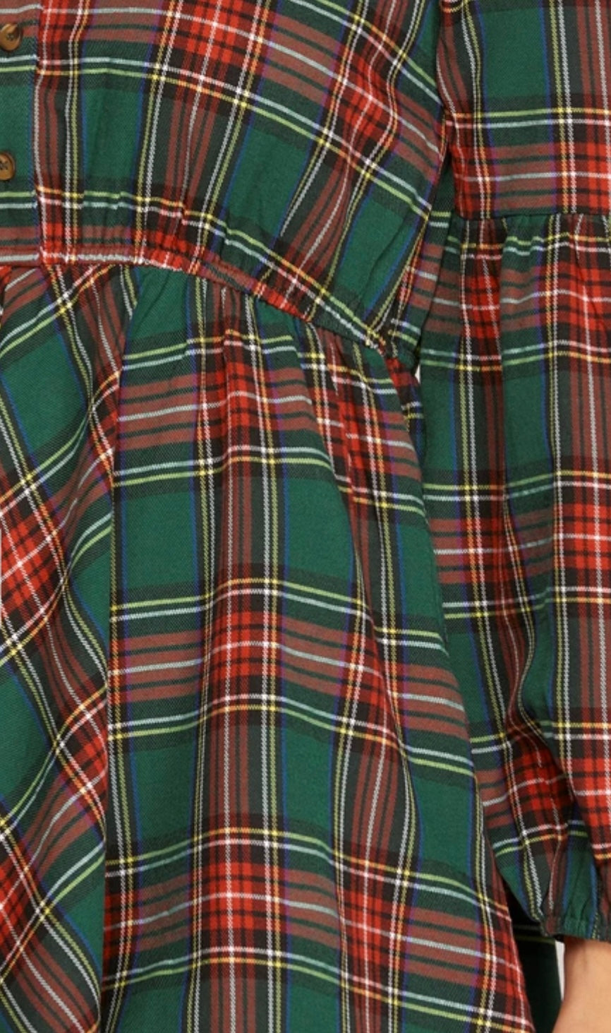 1585 Plaid Print Dress
