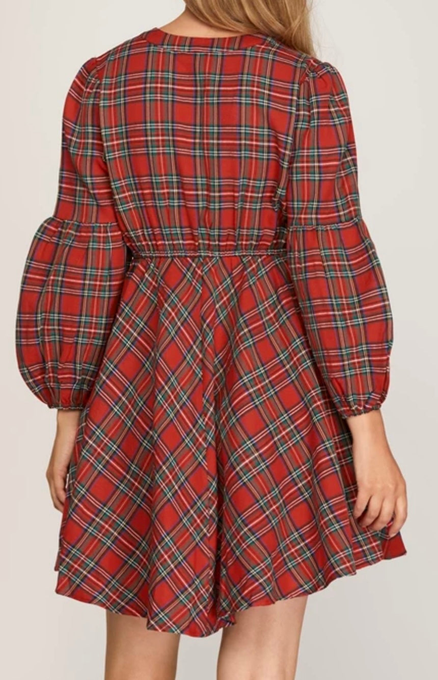 1585 Plaid Print Dress
