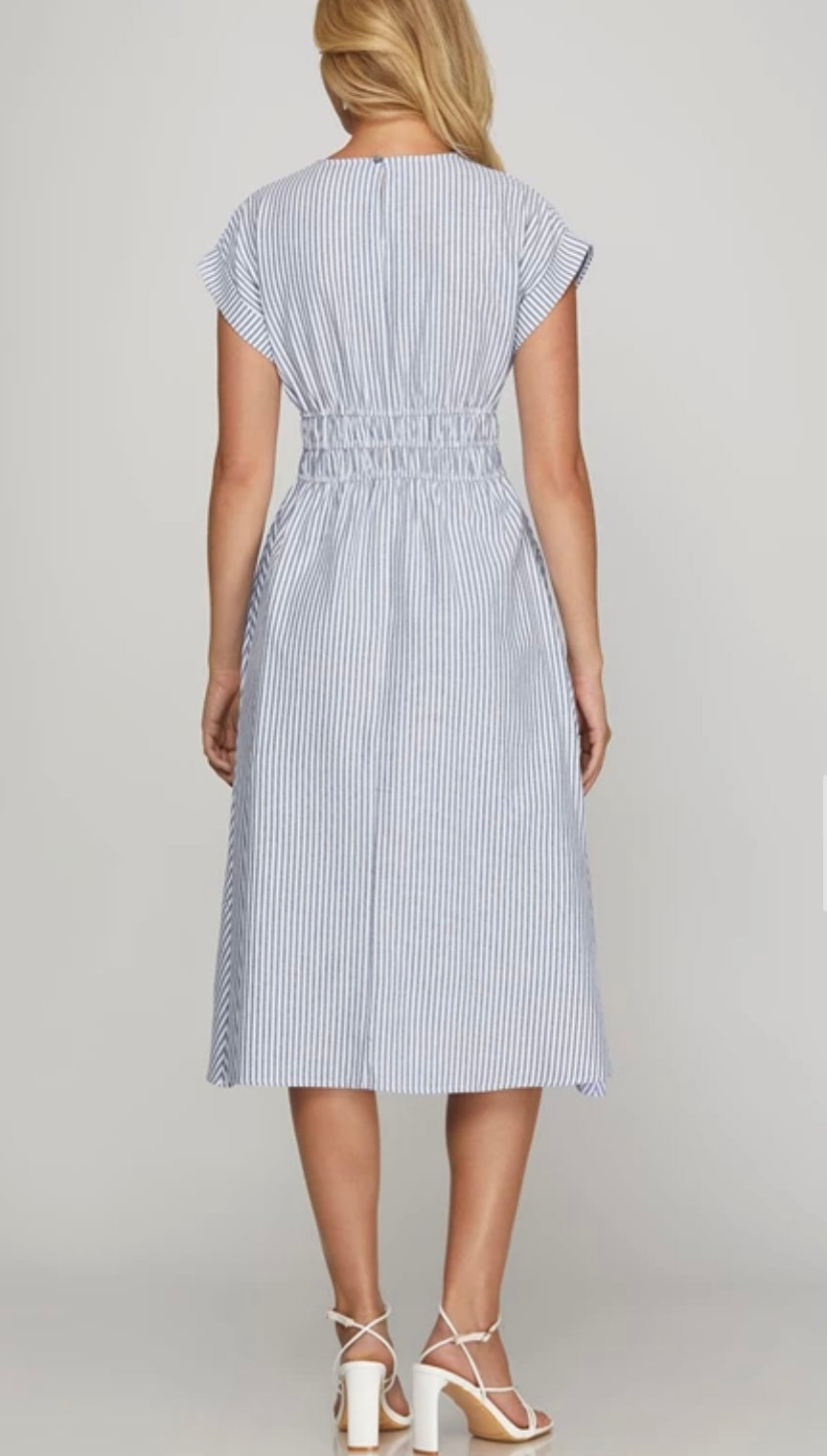 1645 Striped Midi Dress