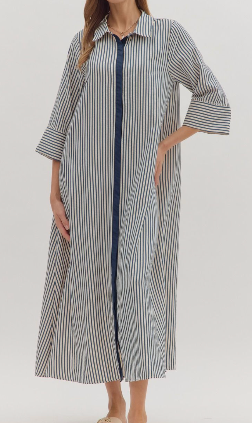 1796 Striped Midi Dress