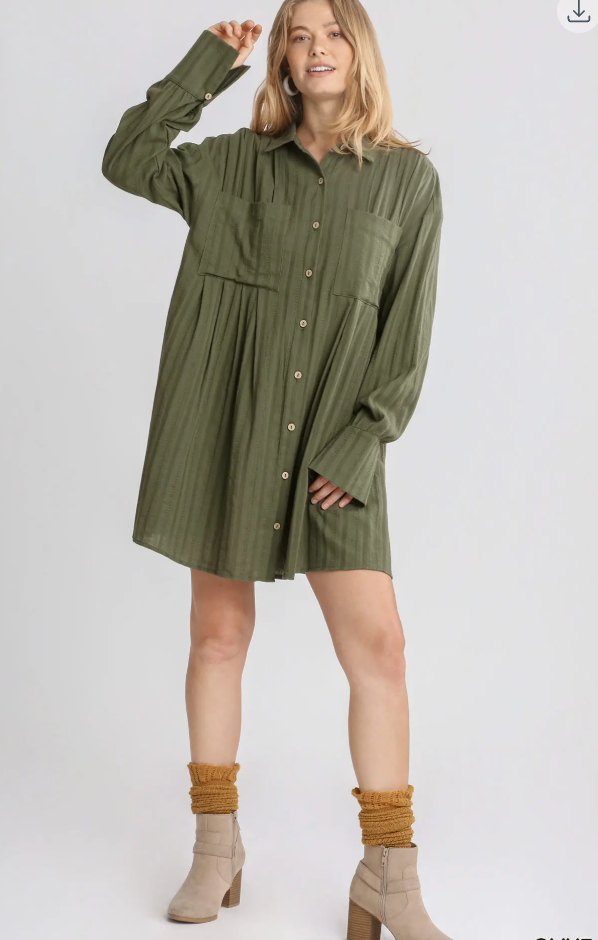 1813 Pleated Shirt Dress