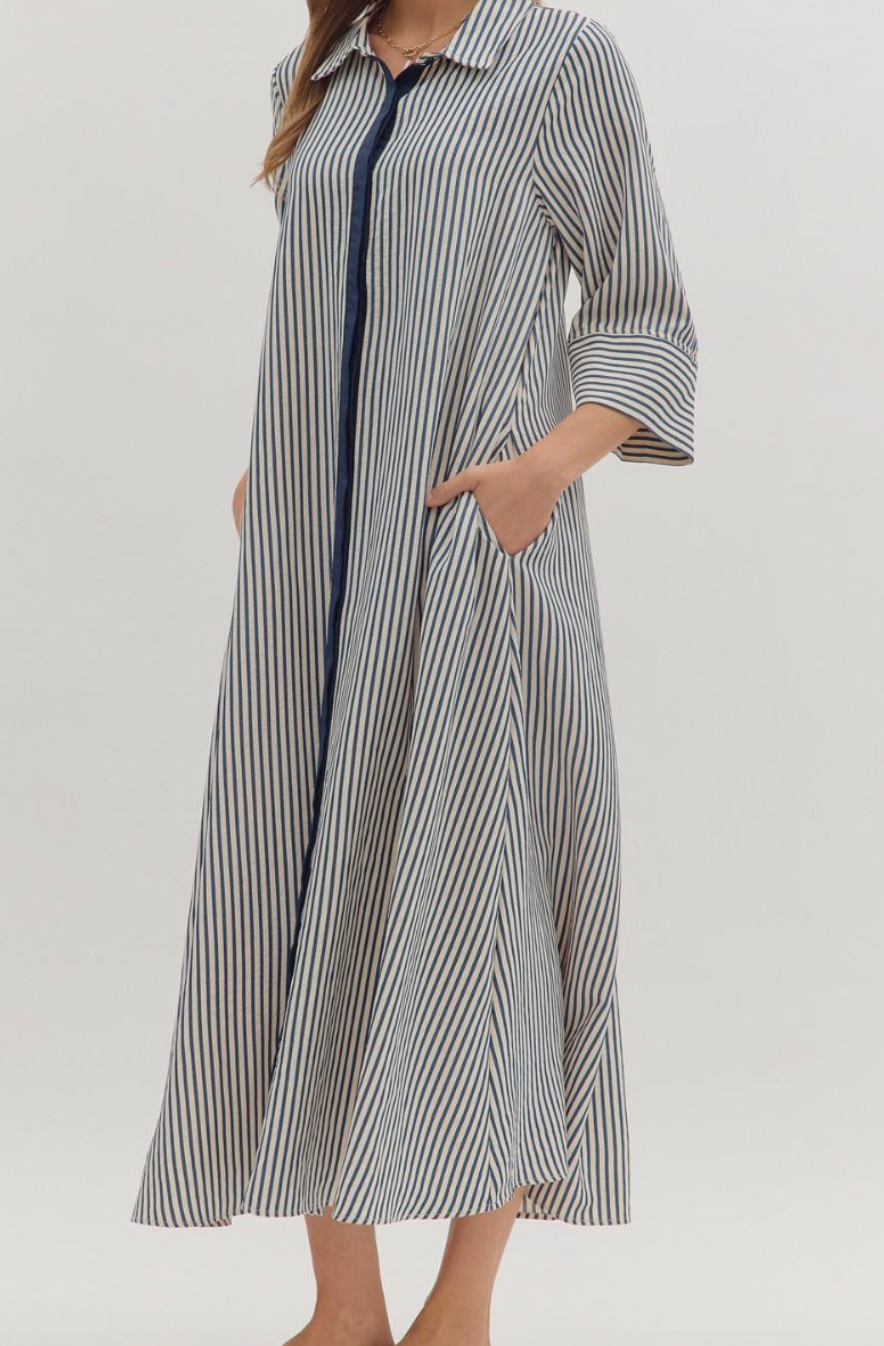 1796 Striped Midi Dress