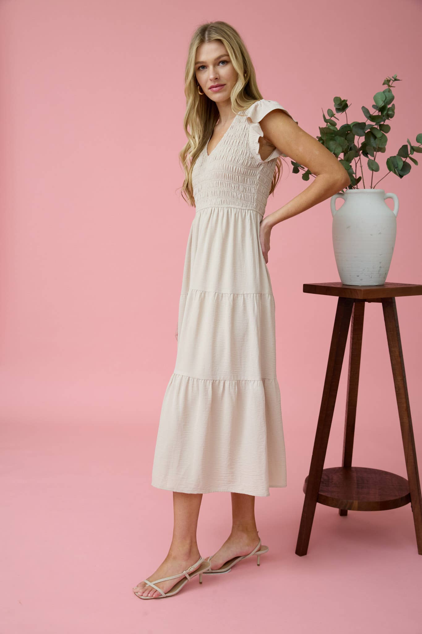 2046 Flutter Sleeve Maxi Dress