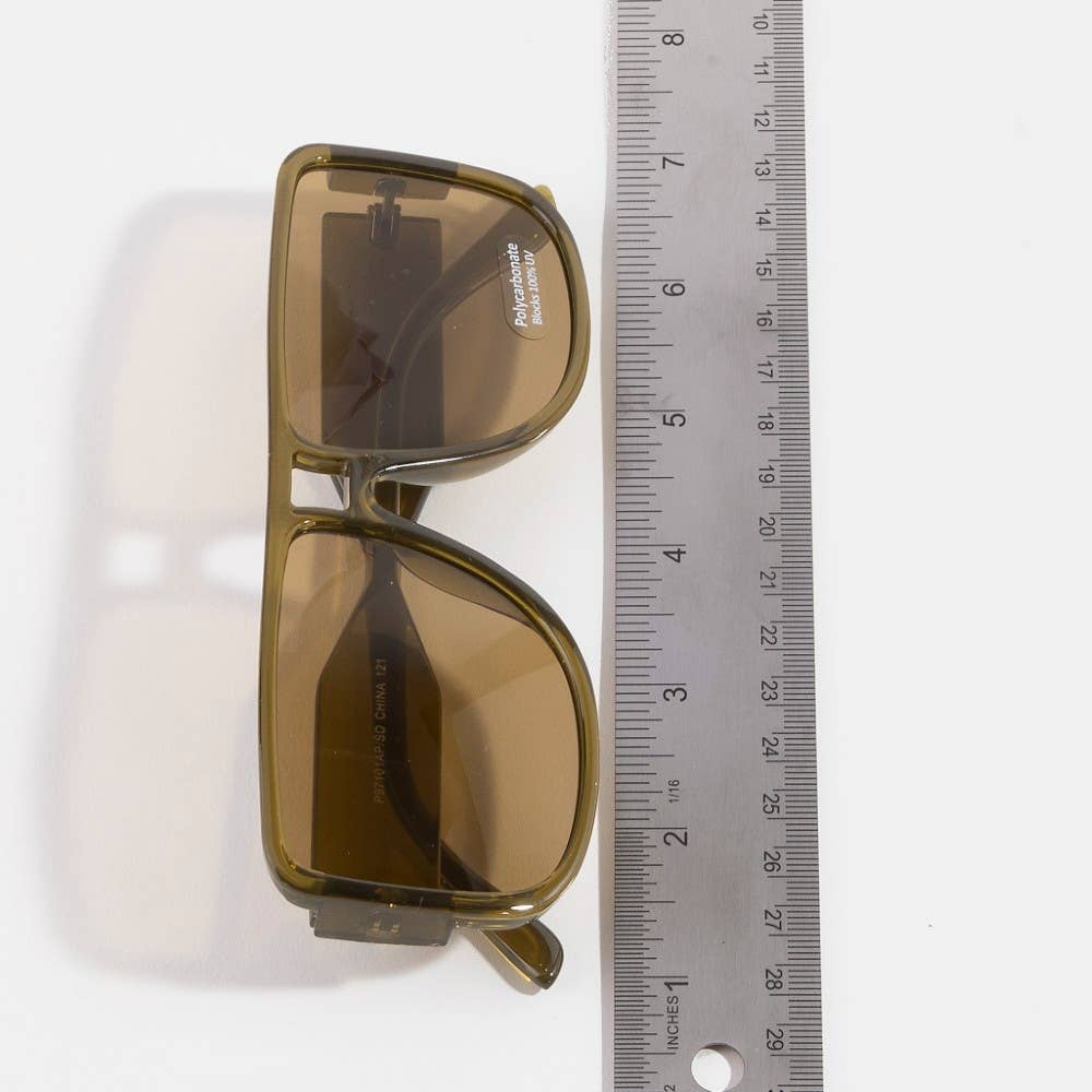 2024 Oversized Flat Top Square Aviator Sunglasses With Brow Bar