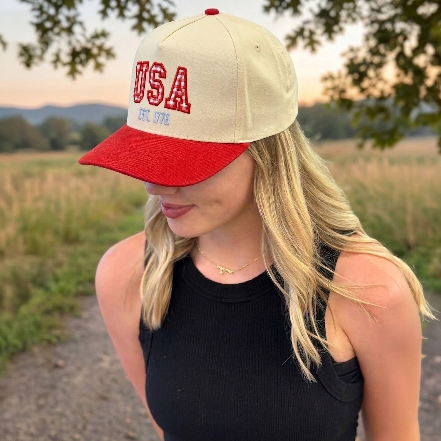 2040 Gingham USA Trucker Hat