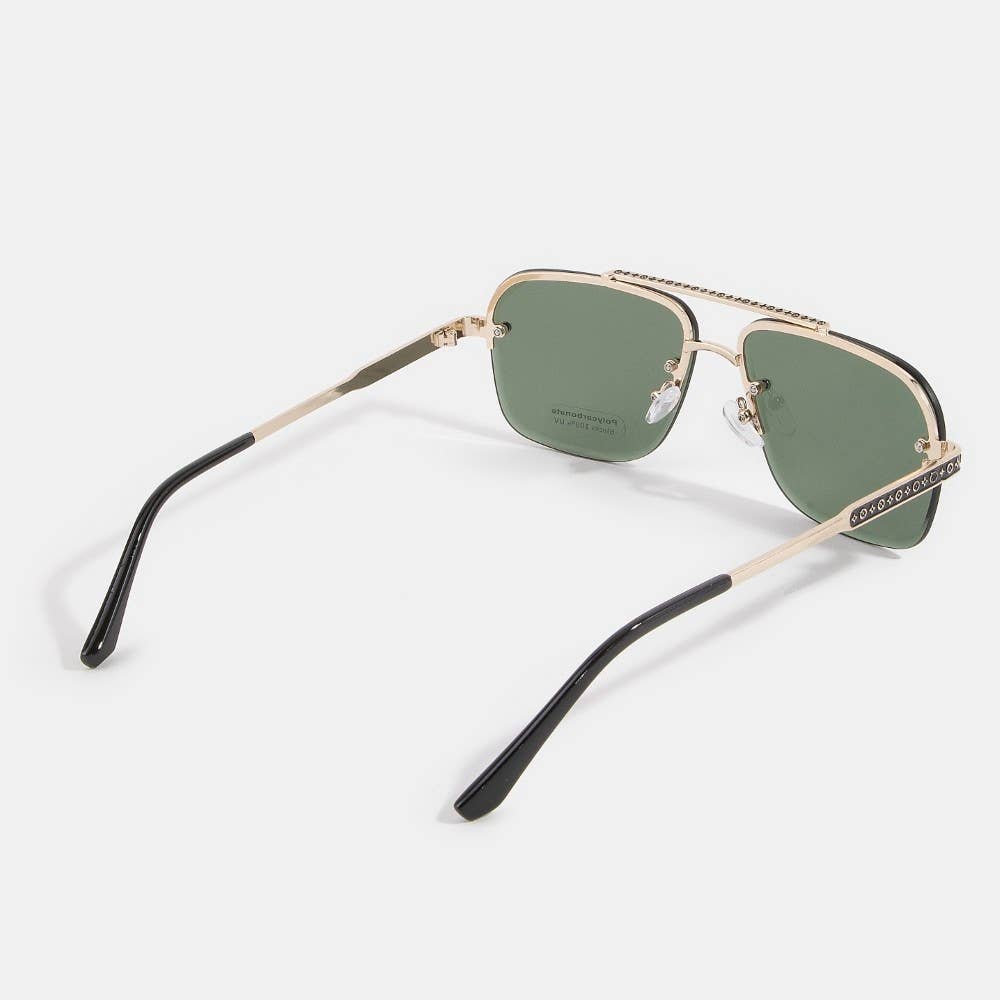2027 Rimless Square Aviator Sunglasses