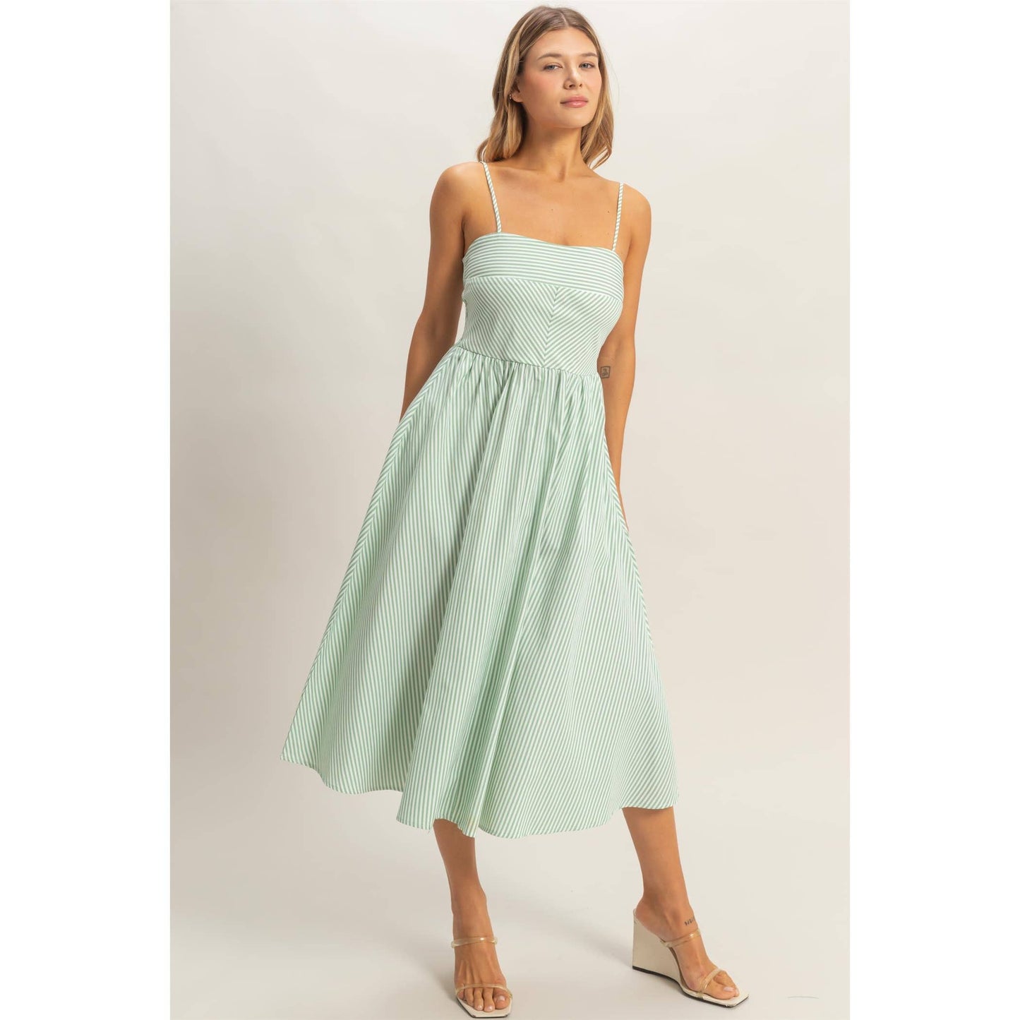 2061 Striped Spaghetti Strap Dress
