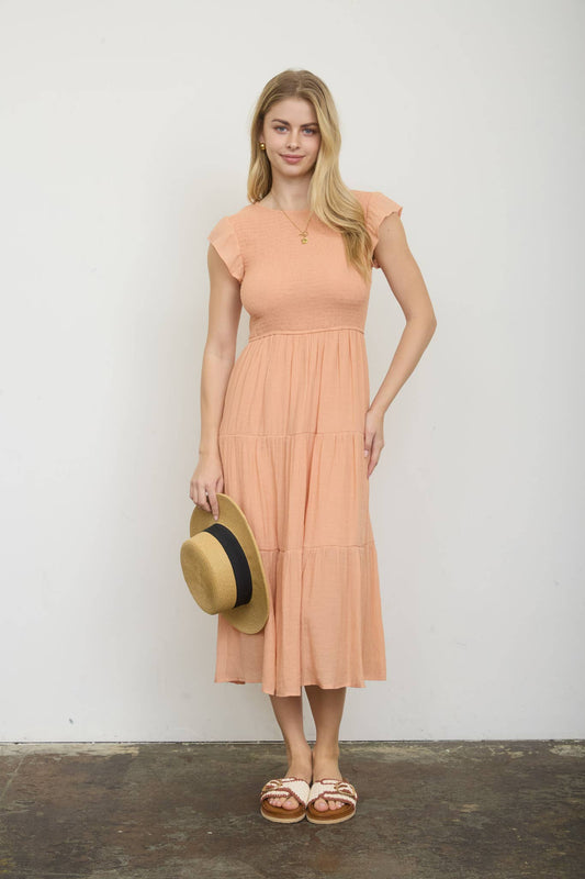 2049 Tiered Smocked Midi Dress