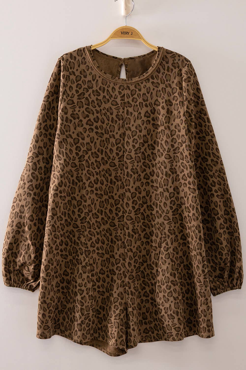 2133 Leopard Print Long Sleeve Romper
