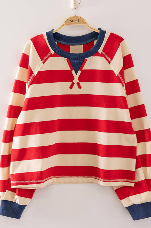 2132 Casual Stripe Cropped Top