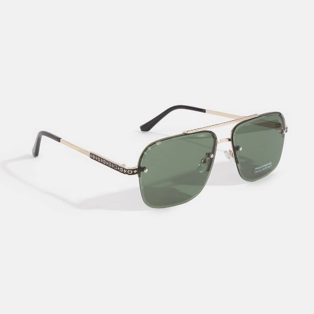 2027 Rimless Square Aviator Sunglasses