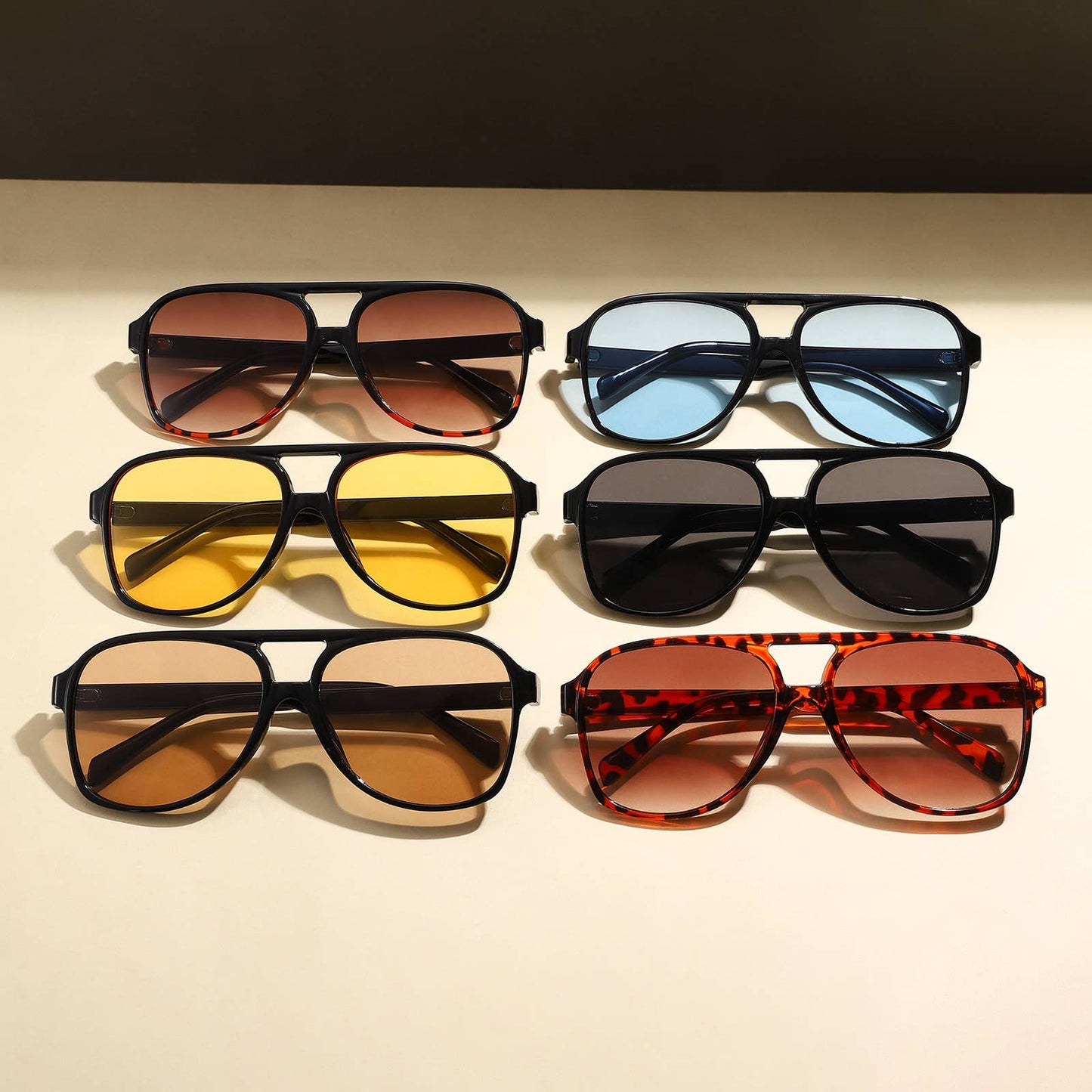 2015 Oversized Aviator Shield Brow-Bar Pilot Fashion Sunglasses